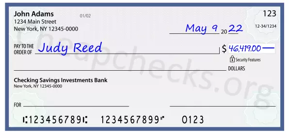 46419.00 dollars written on a check