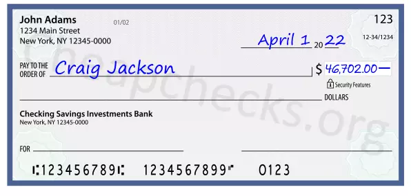 46702.00 dollars written on a check