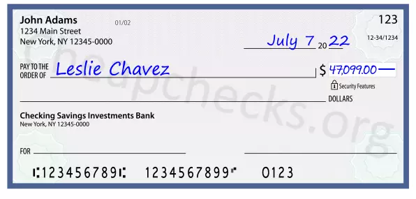 47099.00 dollars written on a check