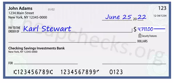 4711.00 dollars written on a check