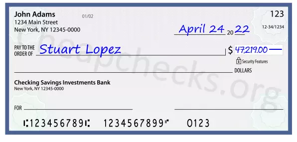 47219.00 dollars written on a check