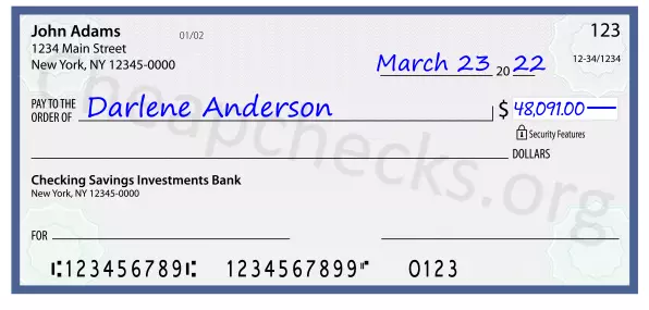 48091.00 dollars written on a check