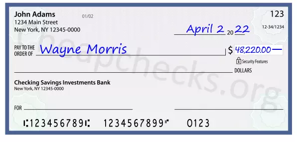 48220.00 dollars written on a check