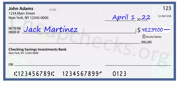 48239.00 dollars written on a check