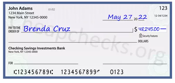 48245.00 dollars written on a check