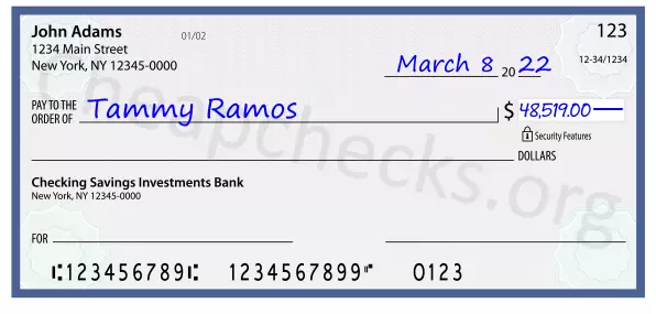 48519.00 dollars written on a check