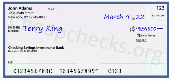 48548.00 dollars written on a check