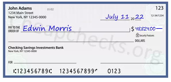 48824.00 dollars written on a check