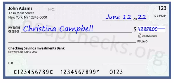 48888.00 dollars written on a check