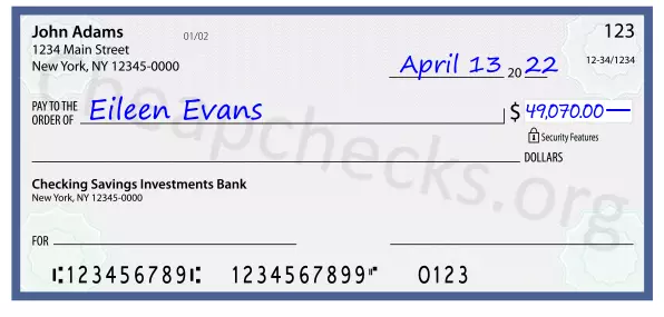 49070.00 dollars written on a check
