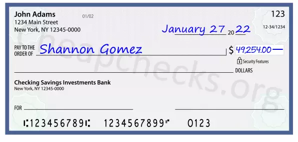 49254.00 dollars written on a check