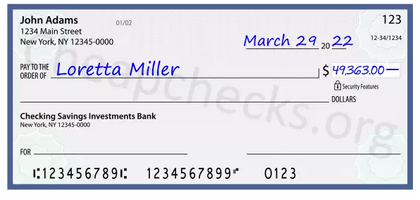 49363.00 dollars written on a check