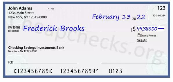 49388.00 dollars written on a check