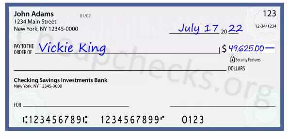 49625.00 dollars written on a check