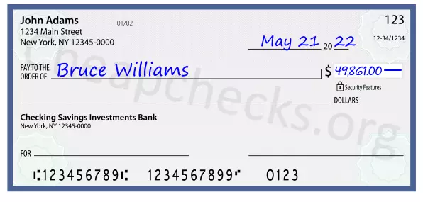 49861.00 dollars written on a check