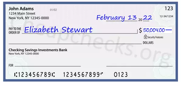 50004.00 dollars written on a check