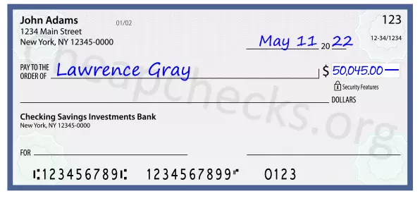 50045.00 dollars written on a check