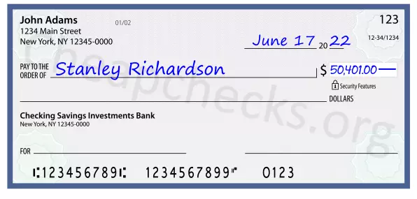 50401.00 dollars written on a check