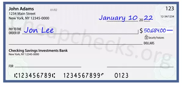 50684.00 dollars written on a check