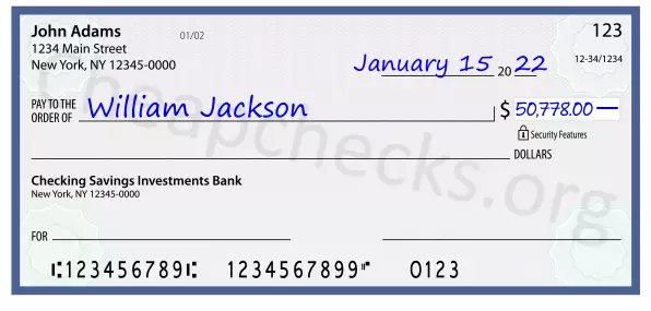 50778.00 dollars written on a check