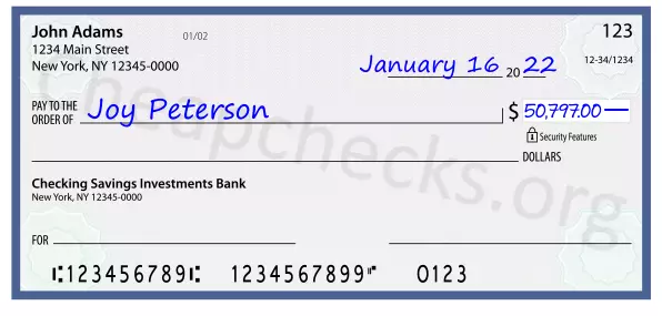 50797.00 dollars written on a check