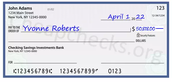 50818.00 dollars written on a check