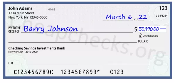 50990.00 dollars written on a check