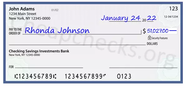 51027.00 dollars written on a check