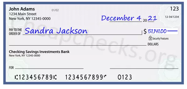 51141.00 dollars written on a check