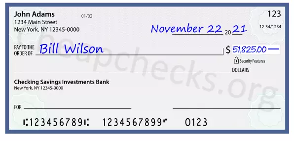 51825.00 dollars written on a check