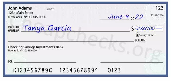 51869.00 dollars written on a check