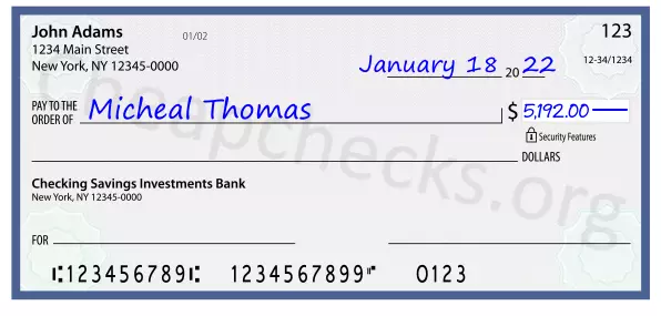 5192.00 dollars written on a check