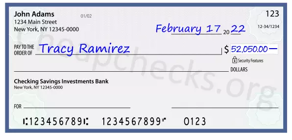 52050.00 dollars written on a check