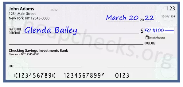 52111.00 dollars written on a check