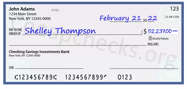 52237.00 dollars written on a check