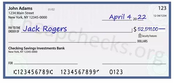 52591.00 dollars written on a check