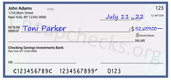 52659.00 dollars written on a check