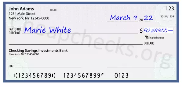 52693.00 dollars written on a check