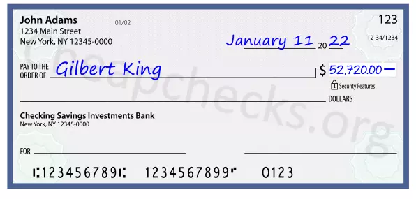 52720.00 dollars written on a check