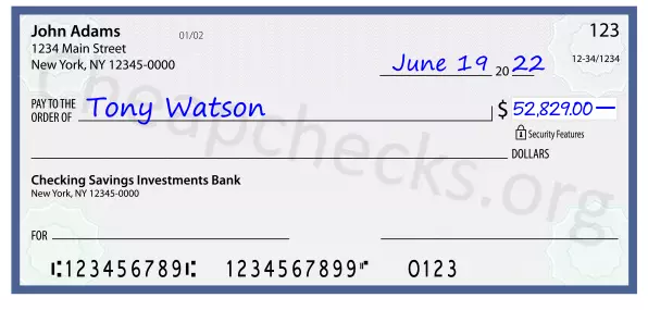 52829.00 dollars written on a check