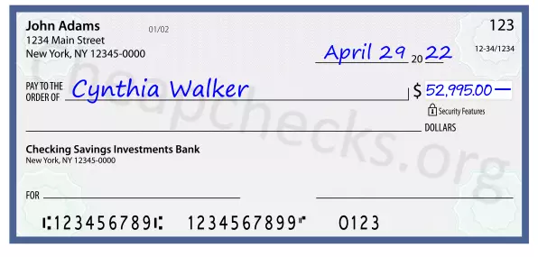 52995.00 dollars written on a check