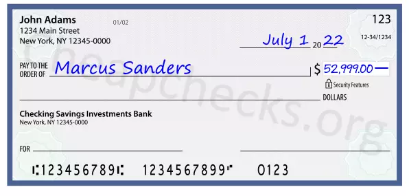 52999.00 dollars written on a check