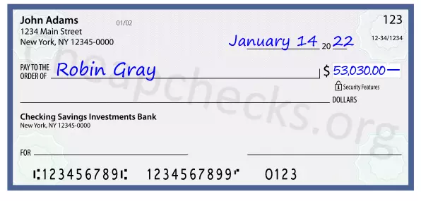 53030.00 dollars written on a check