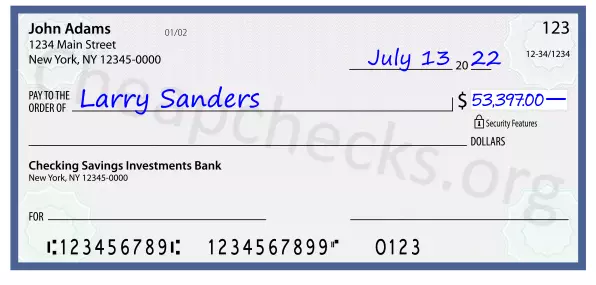 53397.00 dollars written on a check