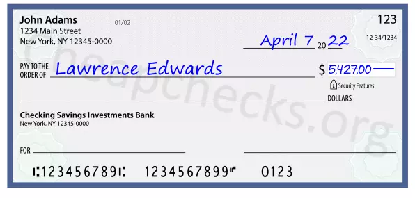 5427.00 dollars written on a check