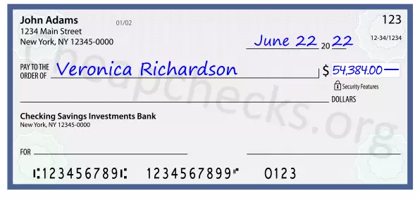 54384.00 dollars written on a check