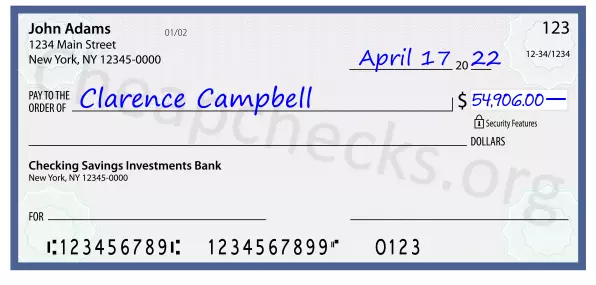 54906.00 dollars written on a check