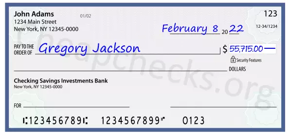 55715.00 dollars written on a check