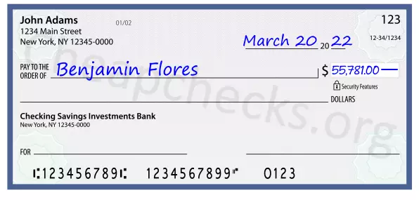 55781.00 dollars written on a check