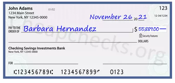 55889.00 dollars written on a check